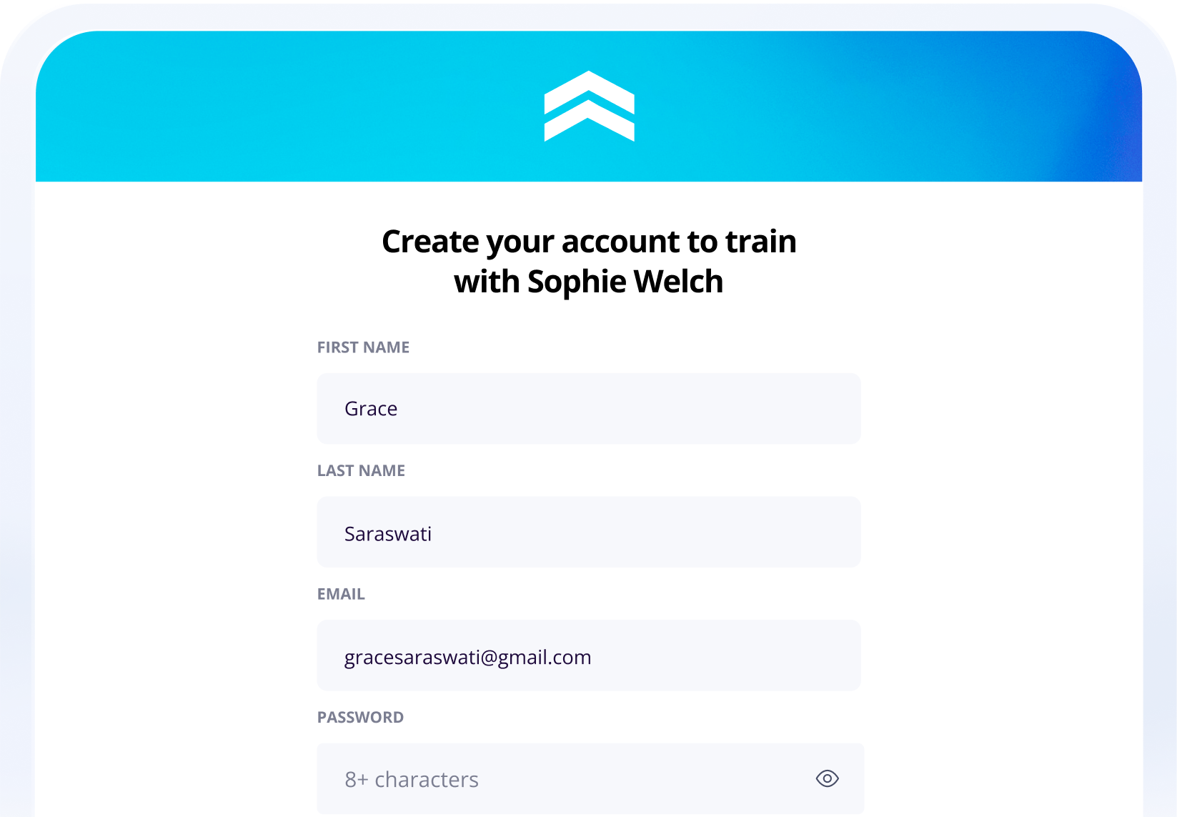 Sign up page
