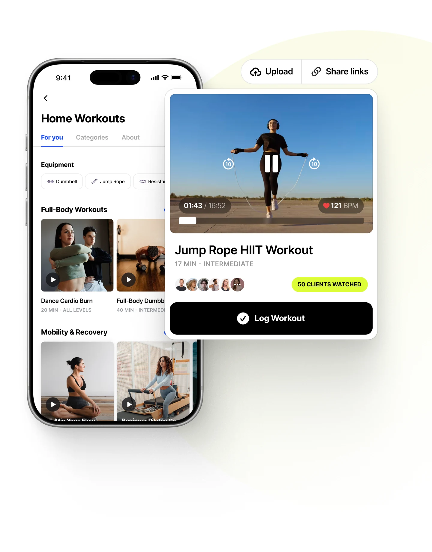 On-demand workout library in the Everfit client app