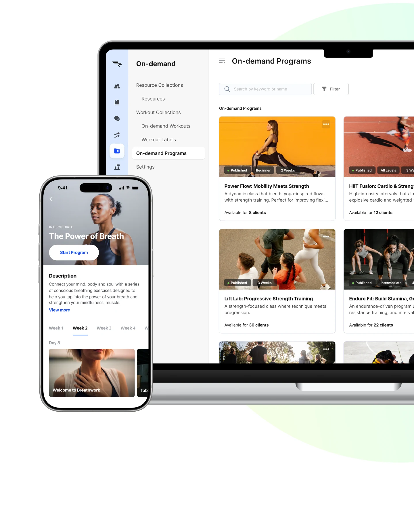 Multi-week training programs in the Everfit client app
