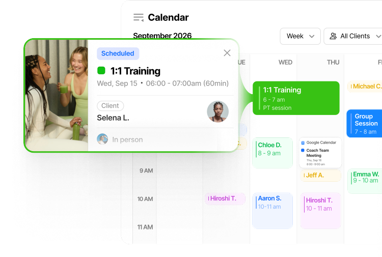 Everfit Booking and Scheduling Tool for Personal trainers and Coaches