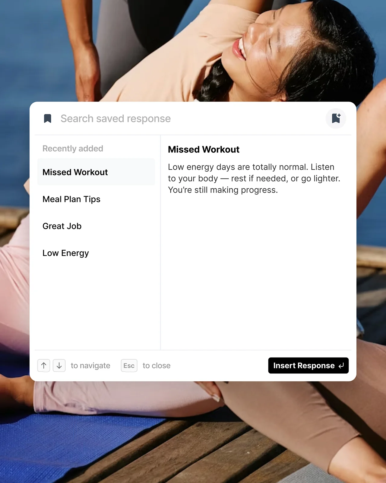 Everfit Saved Response for coaches