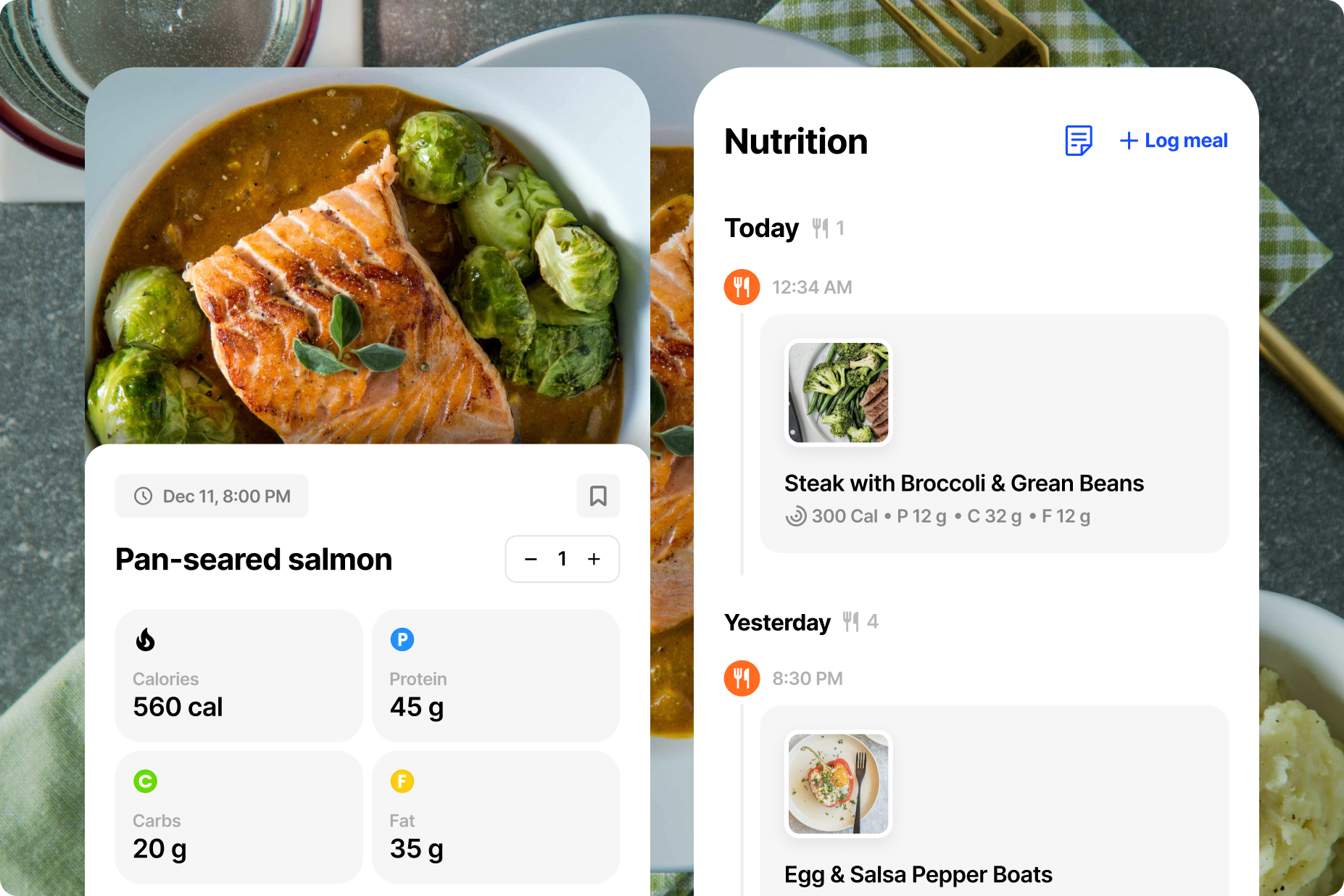 Everfit Client's Nutrition & Food Log for coaches