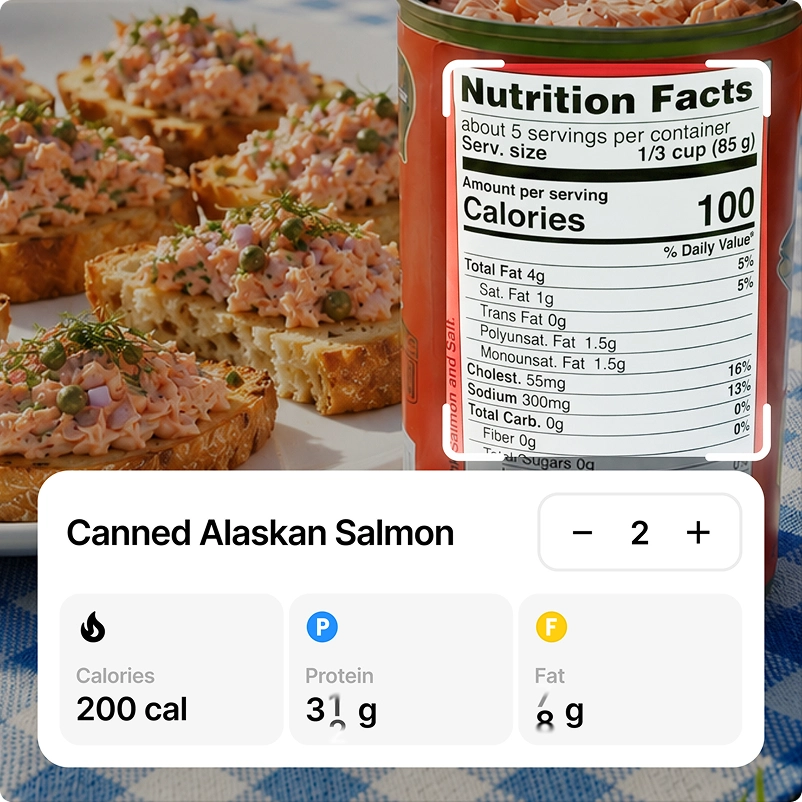 Camera scanning a nutrition facts label for precise macro tracking