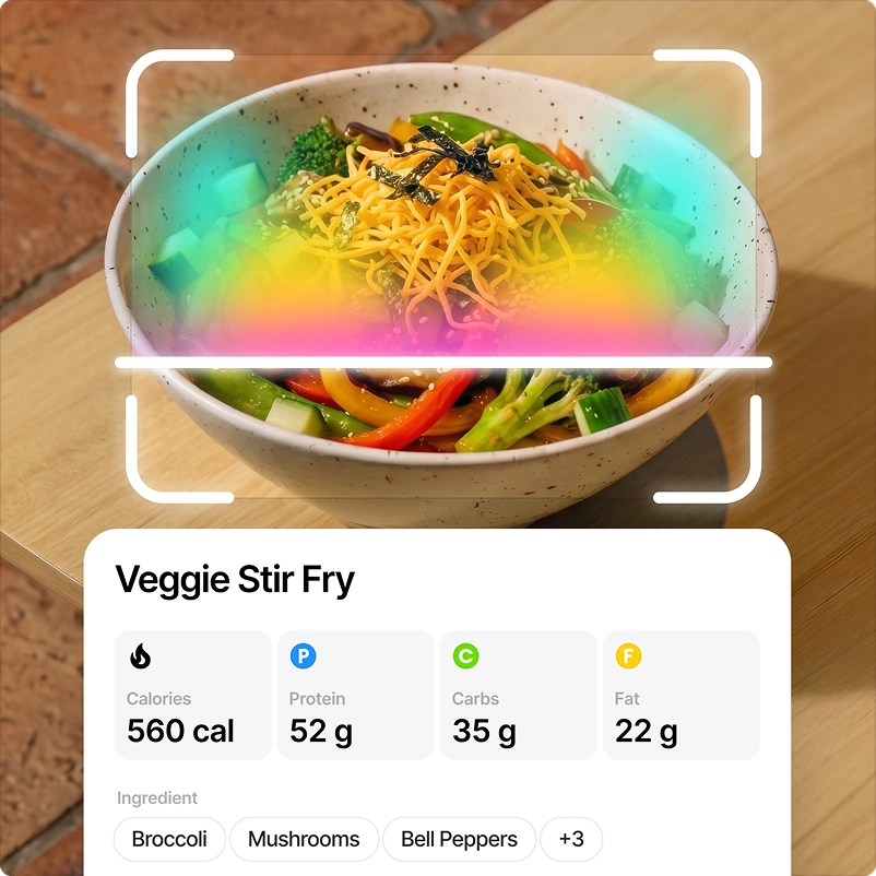 AI scanning a plate and identifying all food ingredients